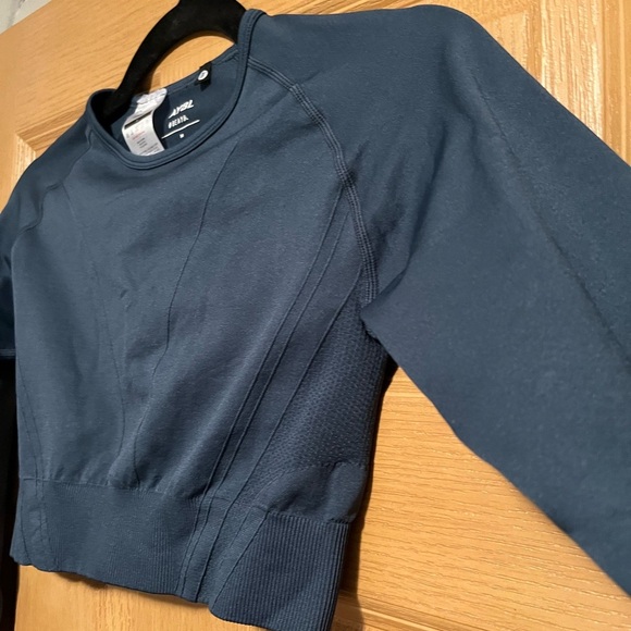 AYBL Staple Long Sleeve Crop Top in Navy - Picture 6 of 9